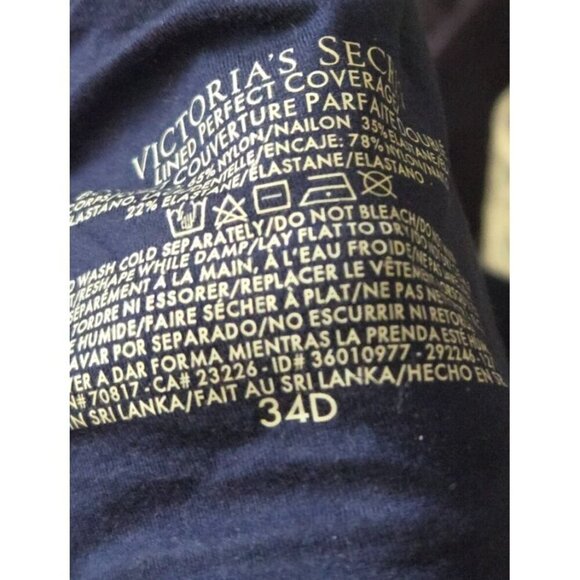 Victoria’s Secret Lined Perfect Coverage blue with lace trim Bra size 34D - Picture 5 of 5